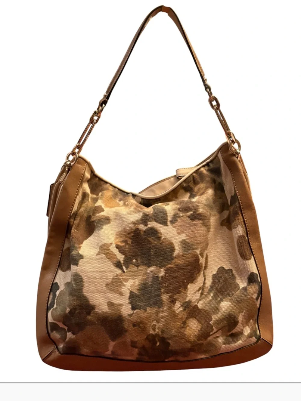 Coach Floral Botanical Canvas with Leather Trim Hobo Shoulder Bag 28322.